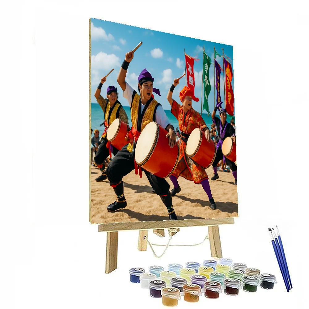 Okinawa Eisa Dance Festival paint by color