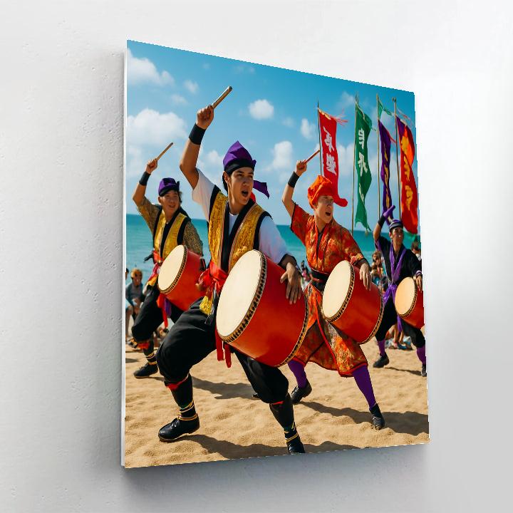 Okinawa Eisa Dance Festival paint by color