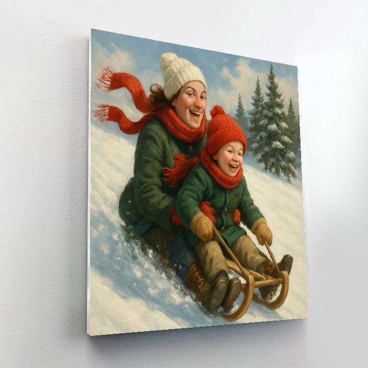 Snowy Sled Lane painting number kit