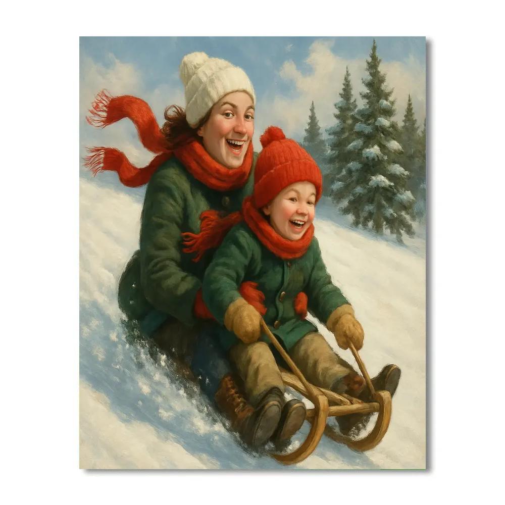 Snowy Sled Lane painting number kit