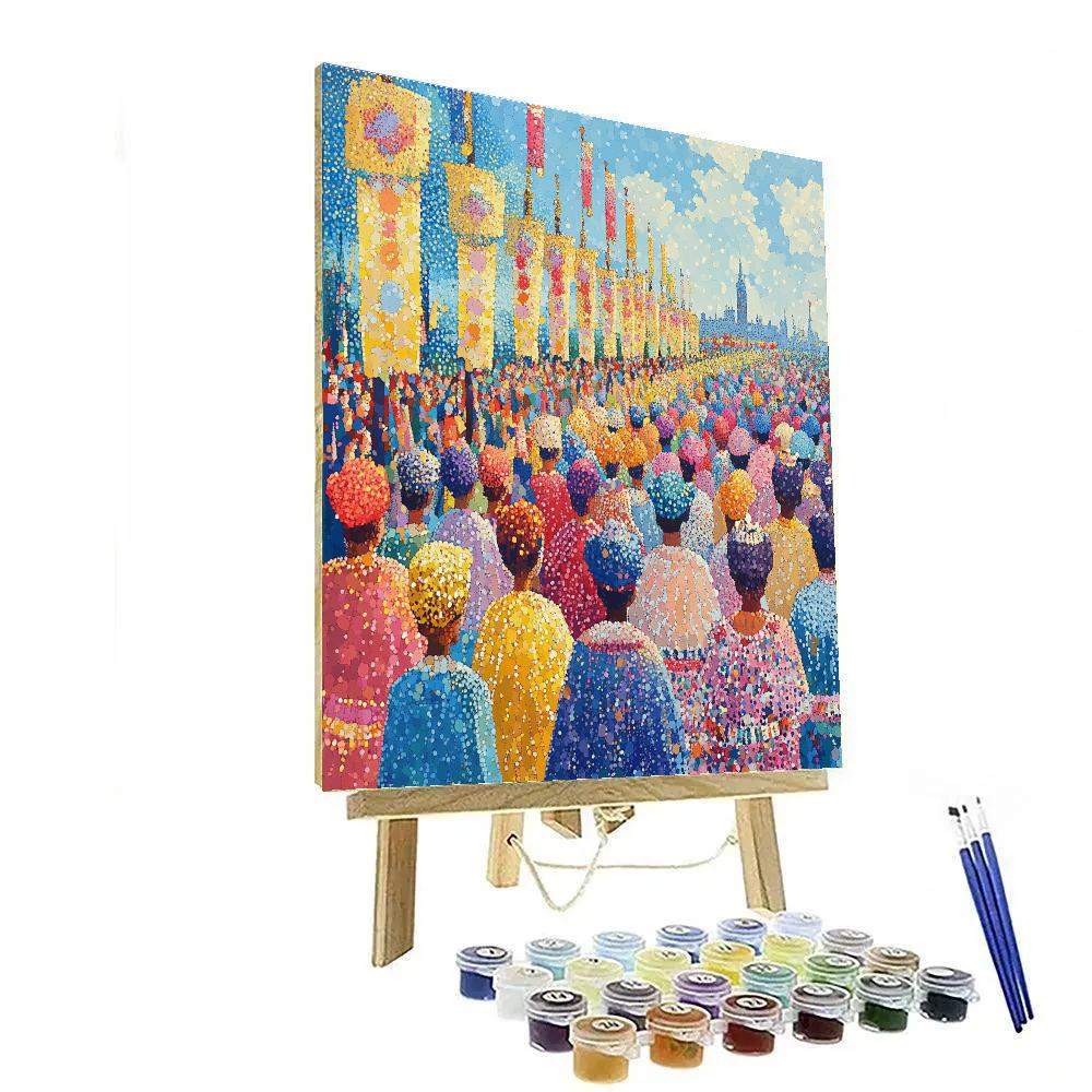 Seurat Inspired Festival Parade Number painting