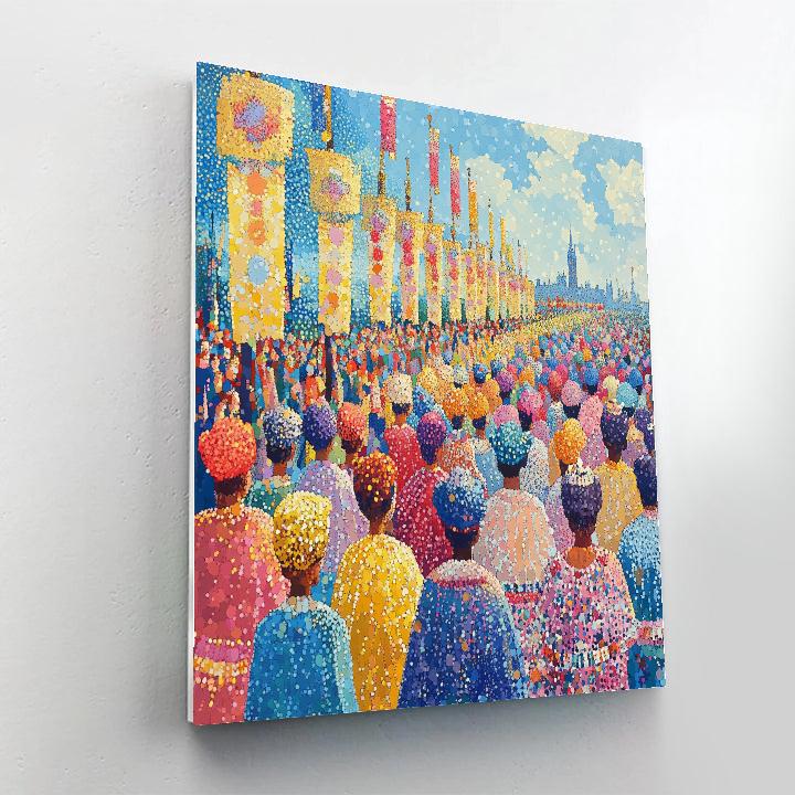 Seurat Inspired Festival Parade Number painting