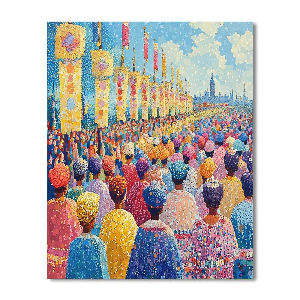 Seurat Inspired Festival Parade Number painting