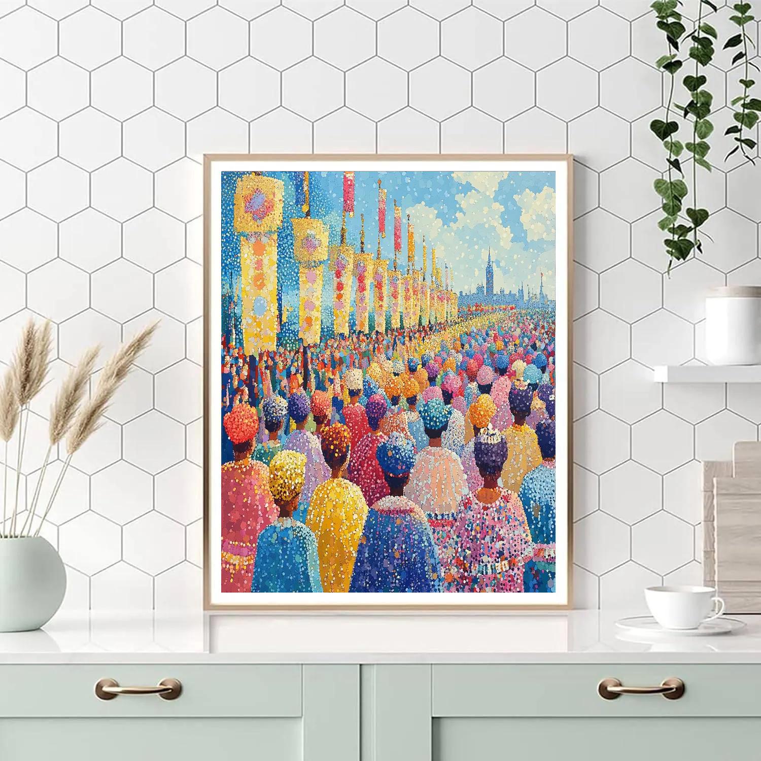 Seurat Inspired Festival Parade Number painting