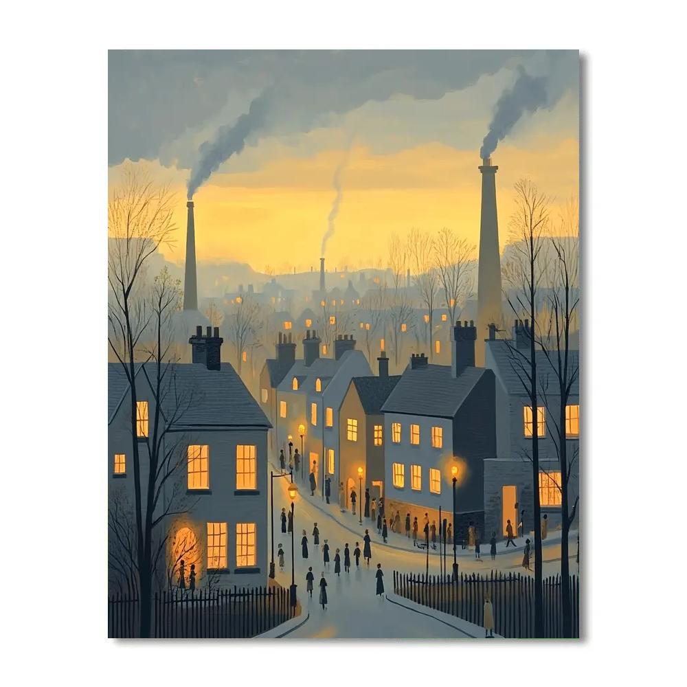 Lowry Inspired Industrial Morning paint by numbers