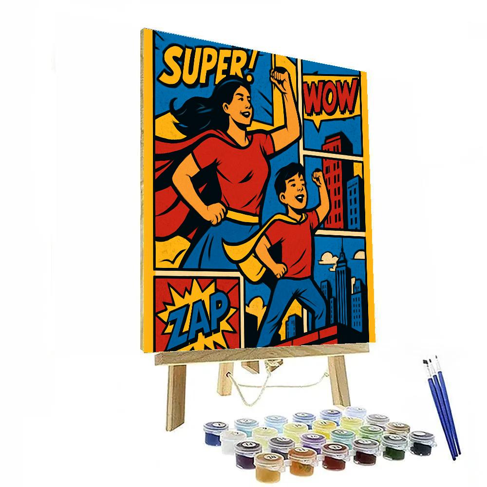 Comic Book Super Mom Paint by numbers art