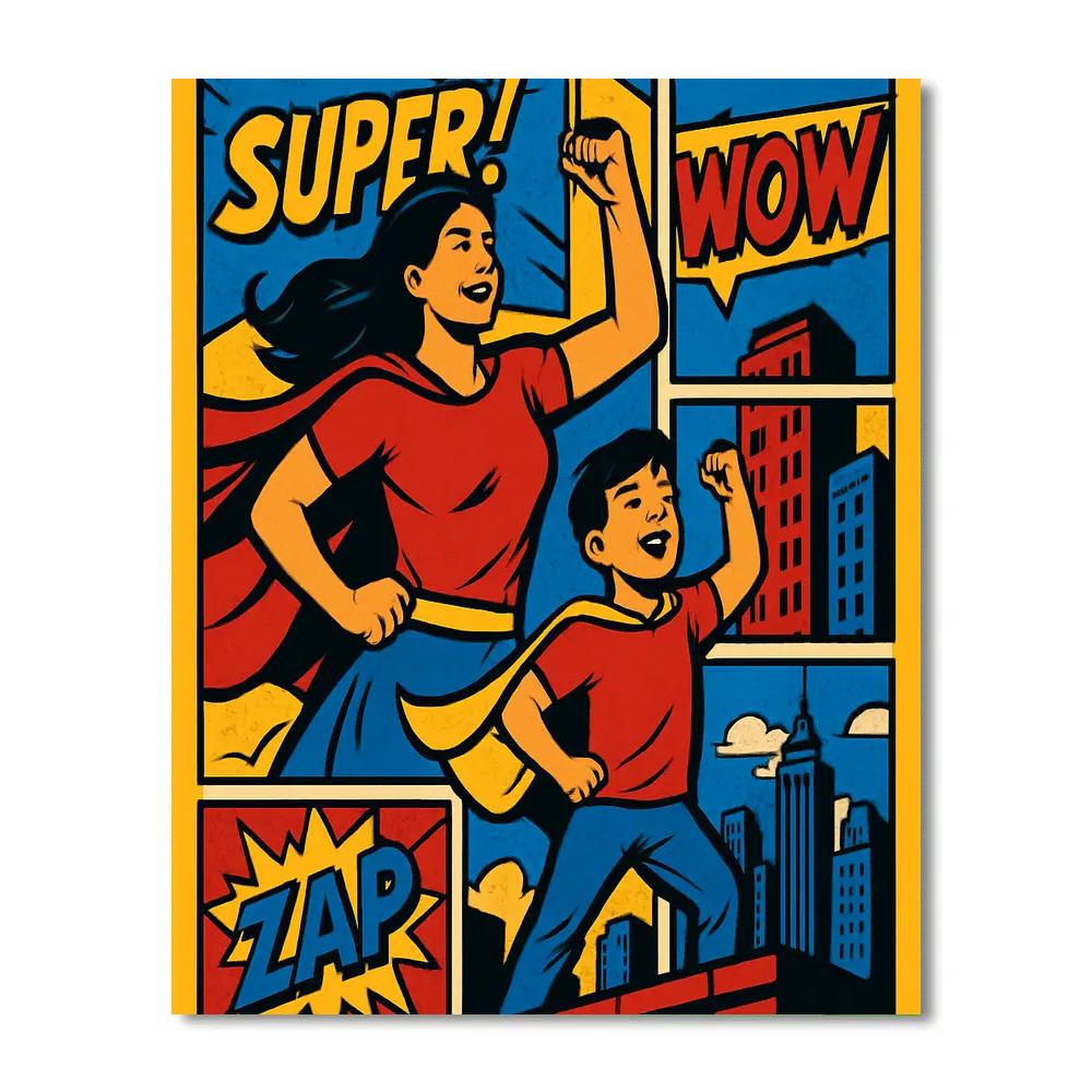 Comic Book Super Mom Paint by numbers art