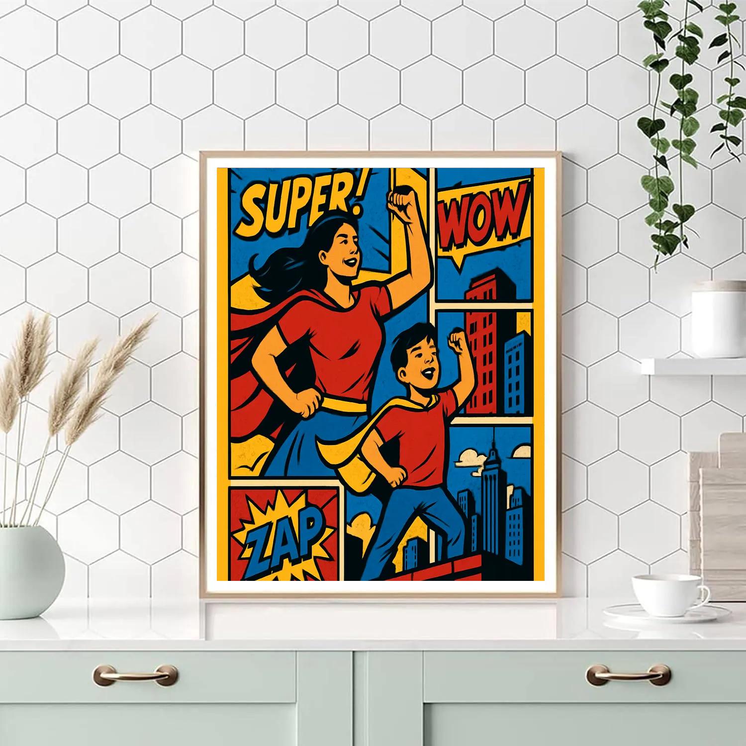Comic Book Super Mom Paint by numbers art