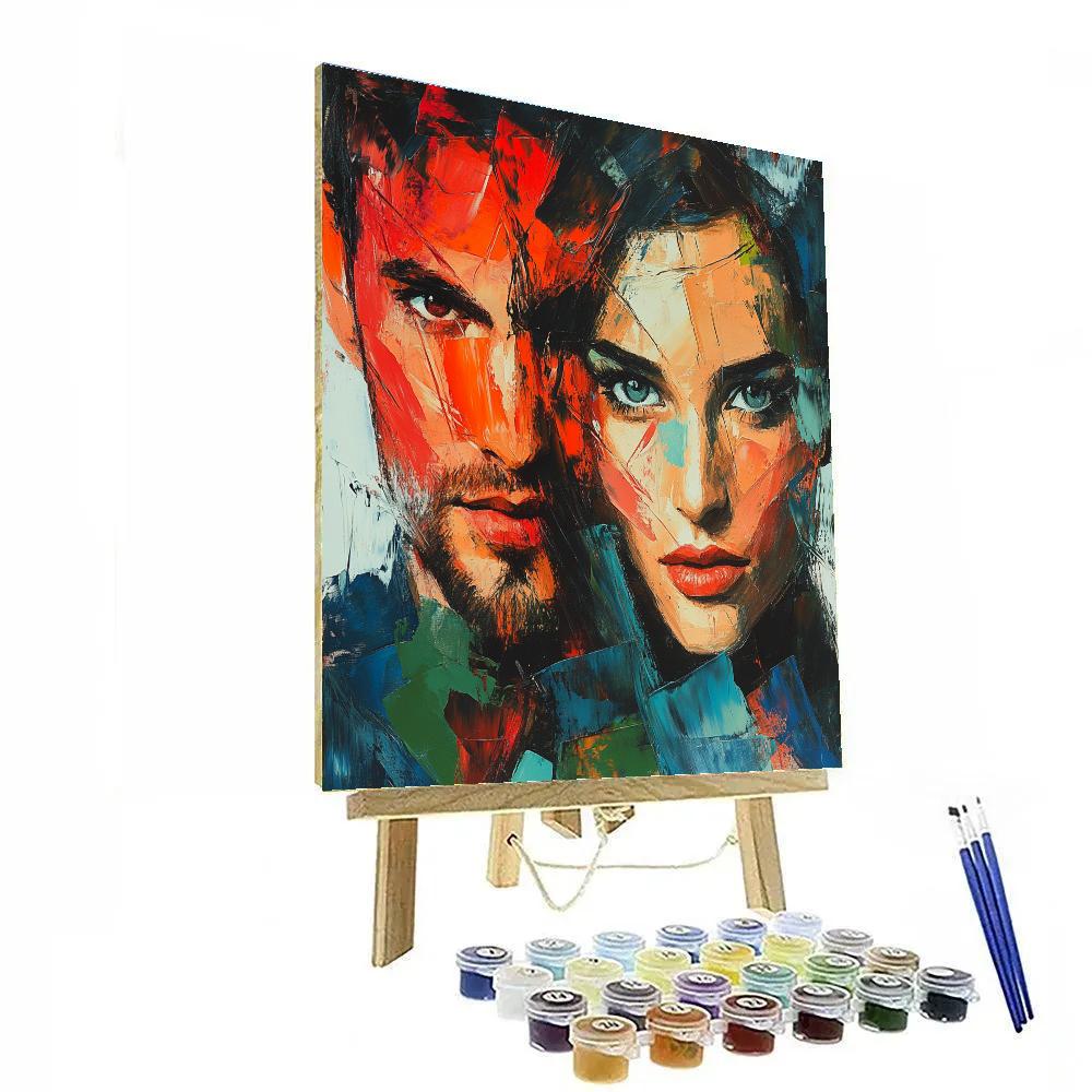 Kokoschka Inspired Expressive Couple Numbered painting kits