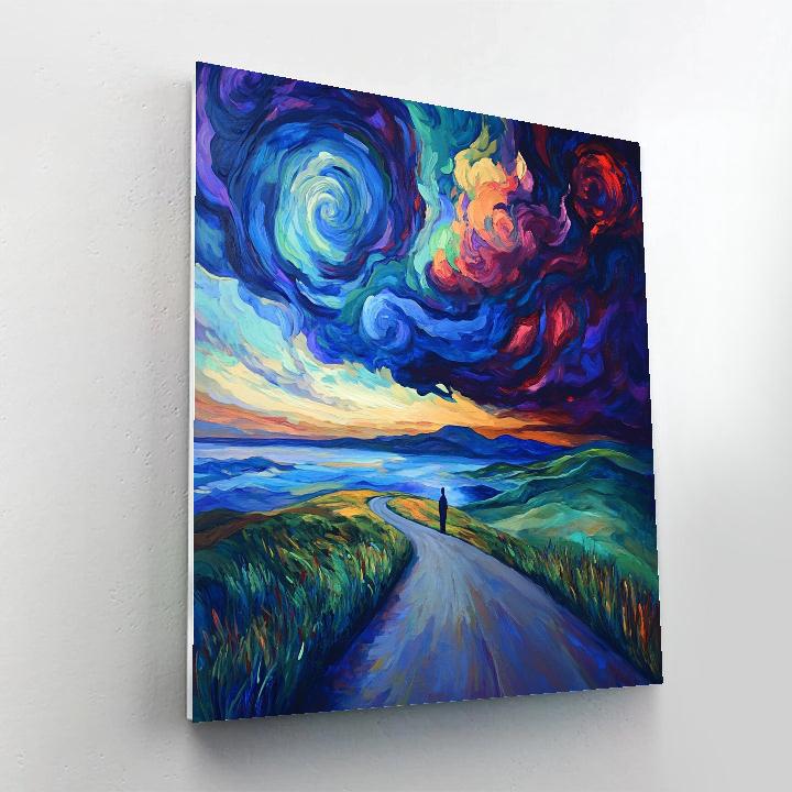 Munch Inspired Lonely Road Number painting