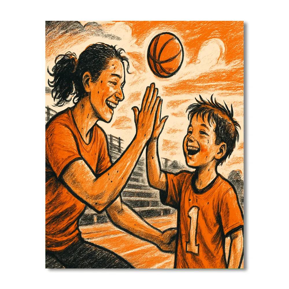 Basketball Court High Five Painting by numbers kit