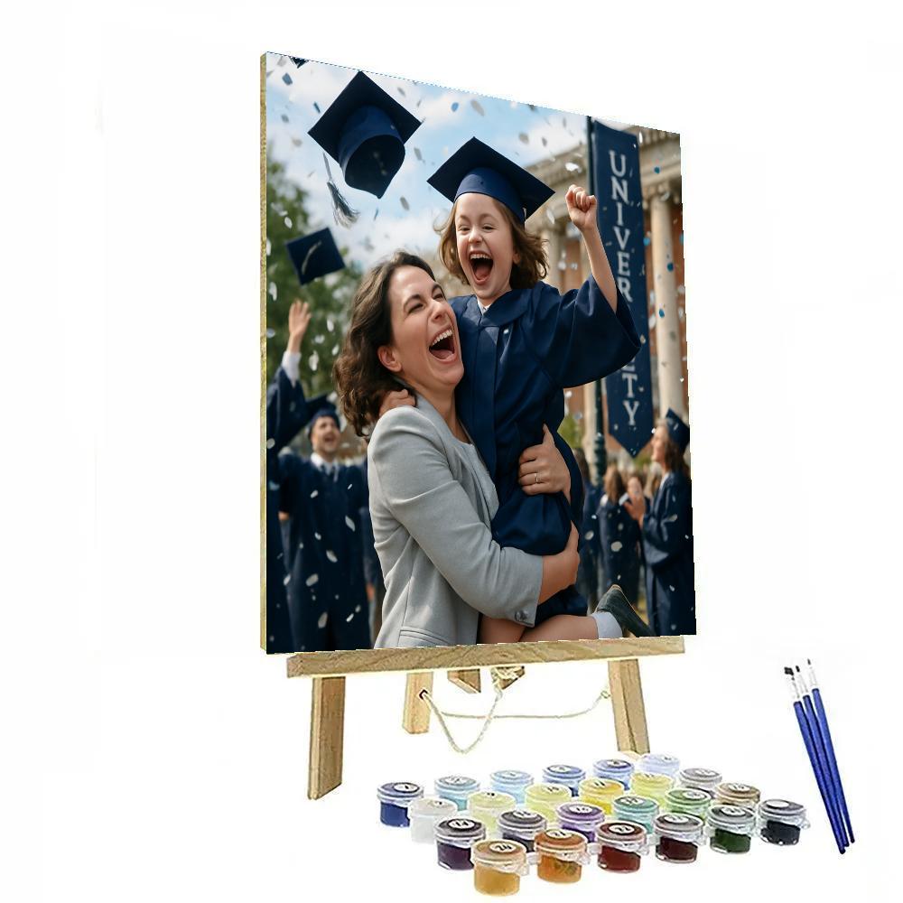 Graduation Cap Toss Support paint by number