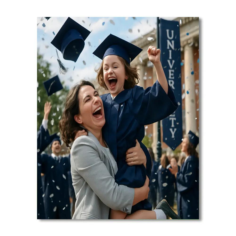 Graduation Cap Toss Support paint by number