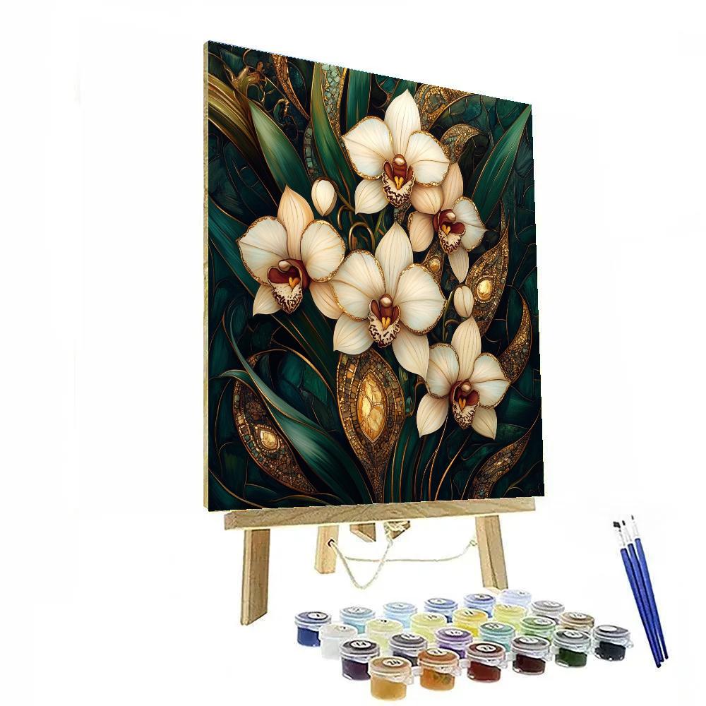 Gustav Klimt Inspired Orchid Bouquet DIY paint by numbers