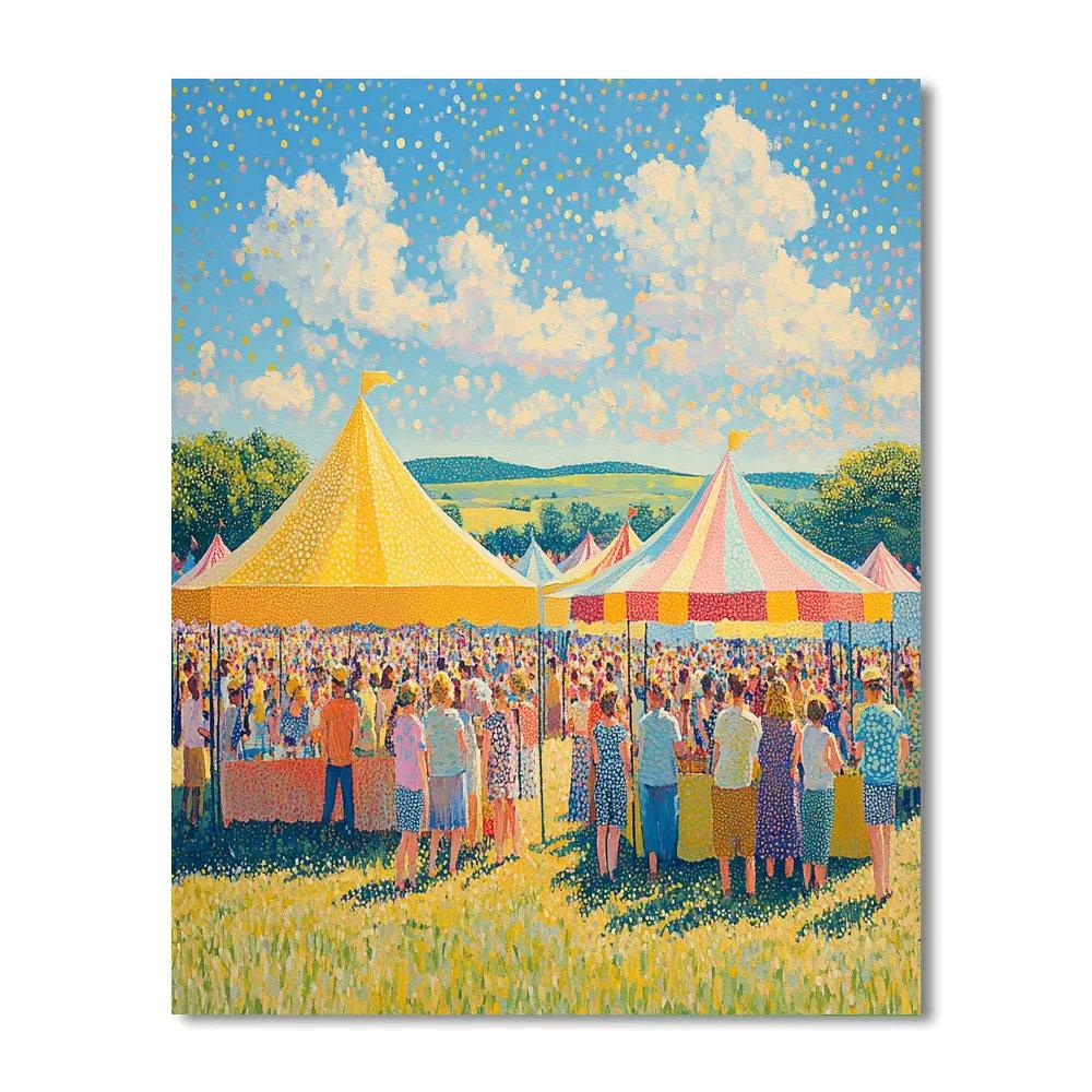 Seurat Inspired Summer Festival Paint by numbers art