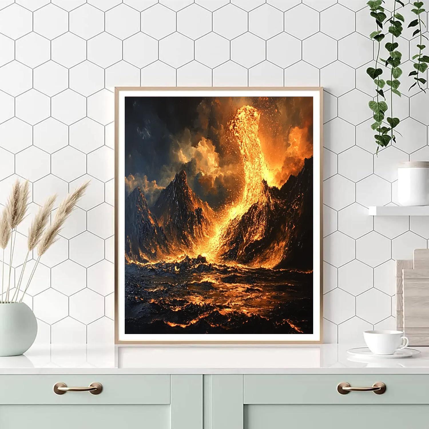 Turner Inspired Volcano Eruption Paint by numbers art