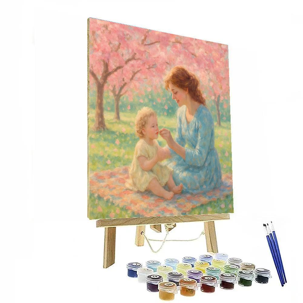 Picnic Under Cherry Blossoms Paint by numbers art