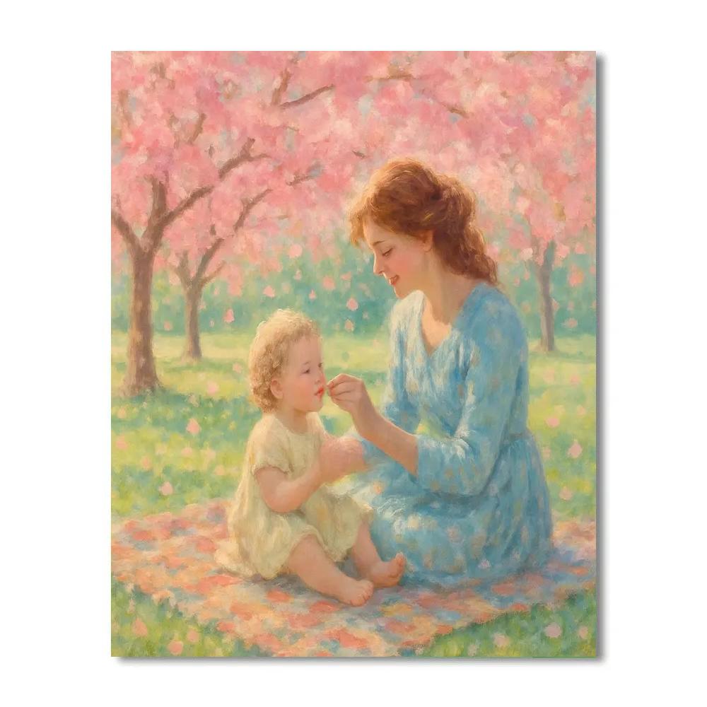 Picnic Under Cherry Blossoms Paint by numbers art