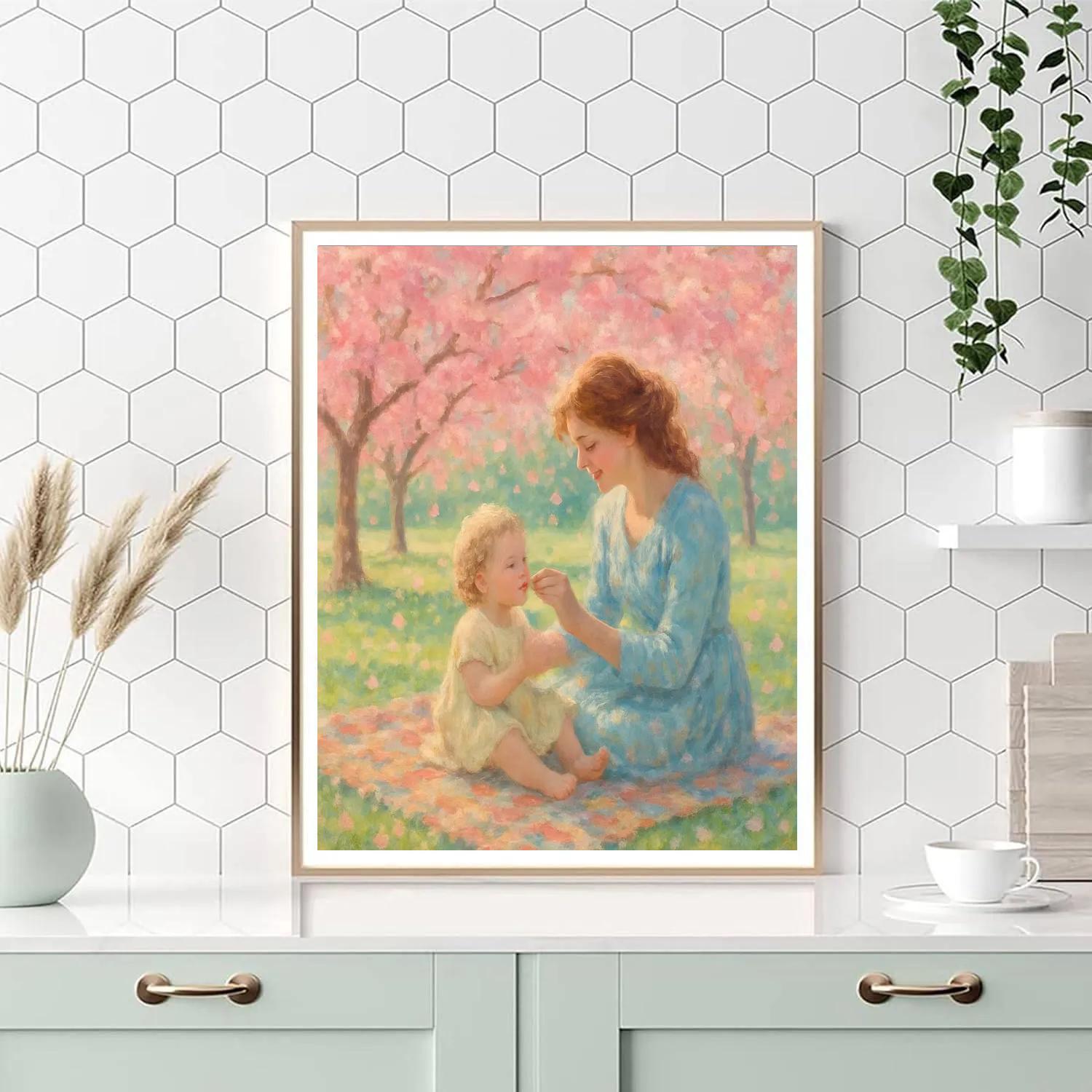 Picnic Under Cherry Blossoms Paint by numbers art
