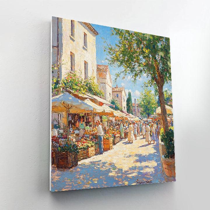 Pissarro Inspired Market Morning Painting by numbers kit