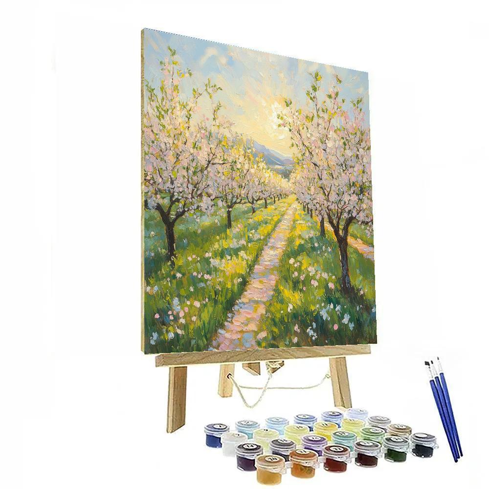 Monet Inspired Orchard In Bloom paint by color