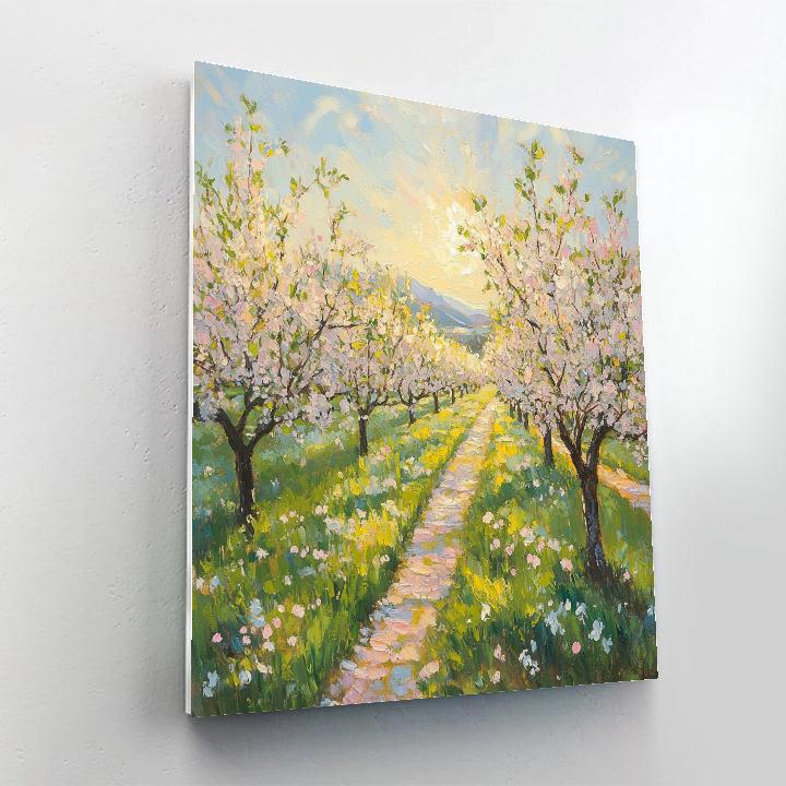 Monet Inspired Orchard In Bloom paint by color
