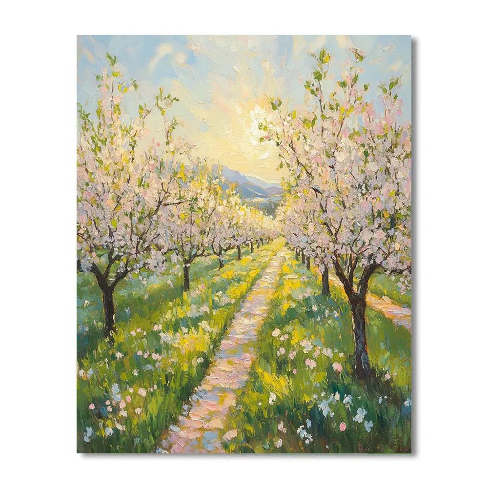 Monet Inspired Orchard In Bloom paint by color