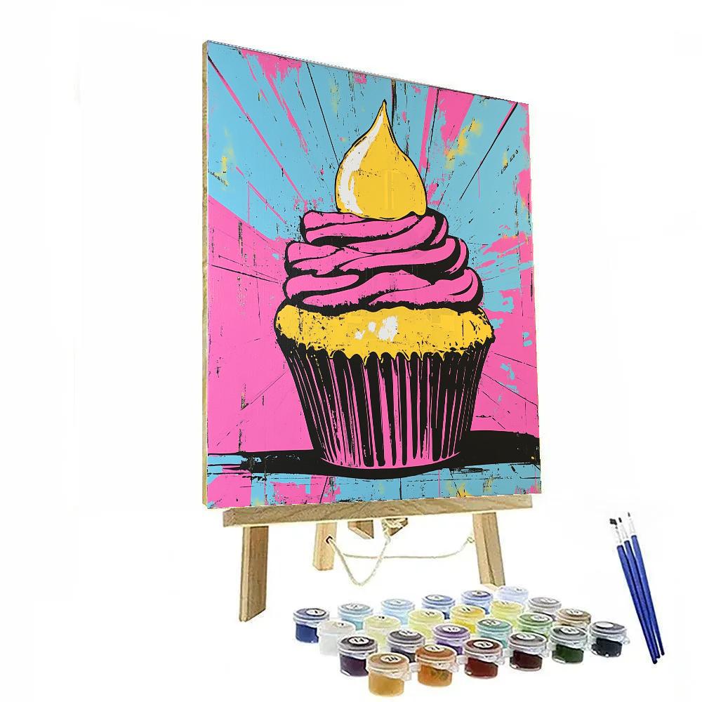 Warhol Inspired Neon Cupcake paint by number