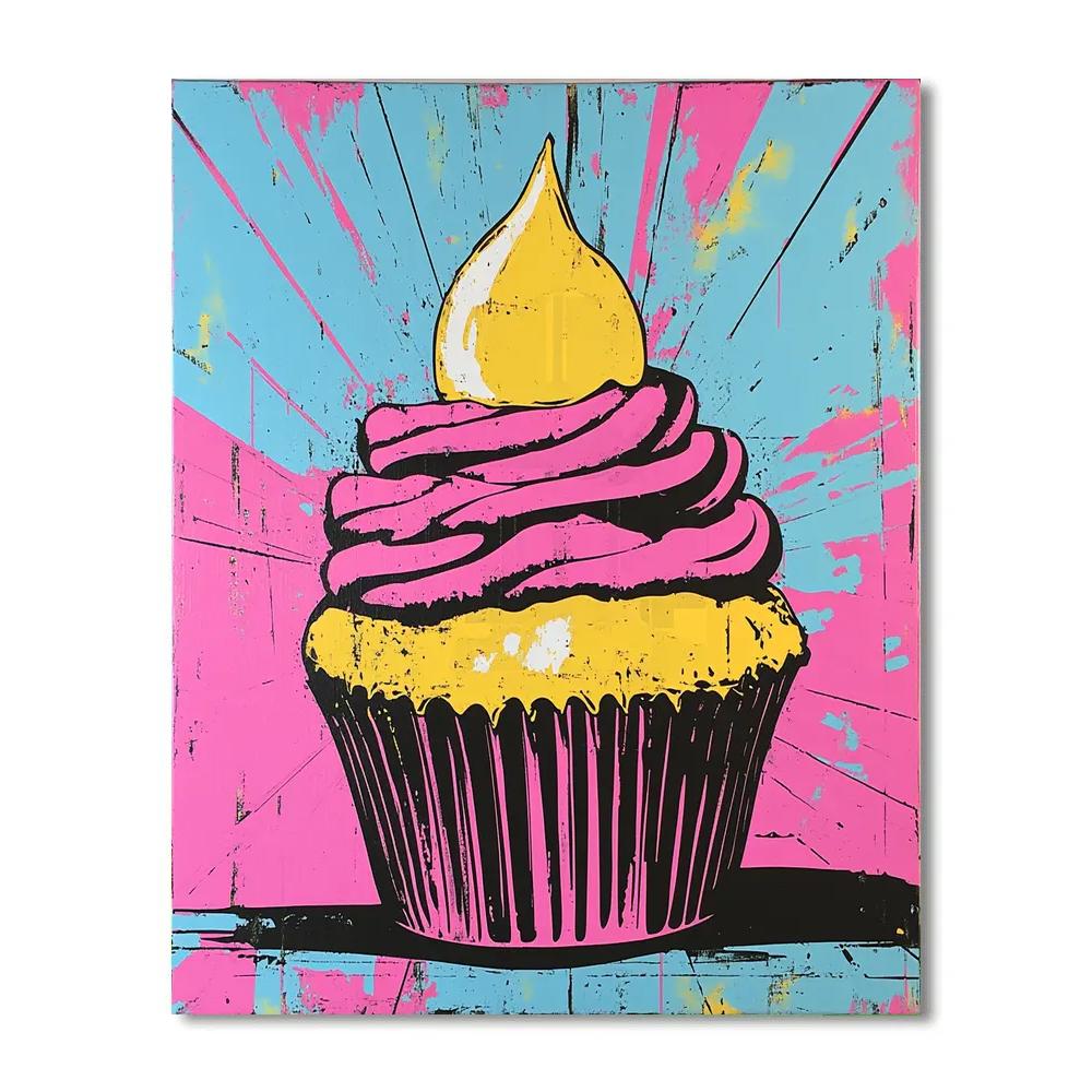 Warhol Inspired Neon Cupcake paint by number