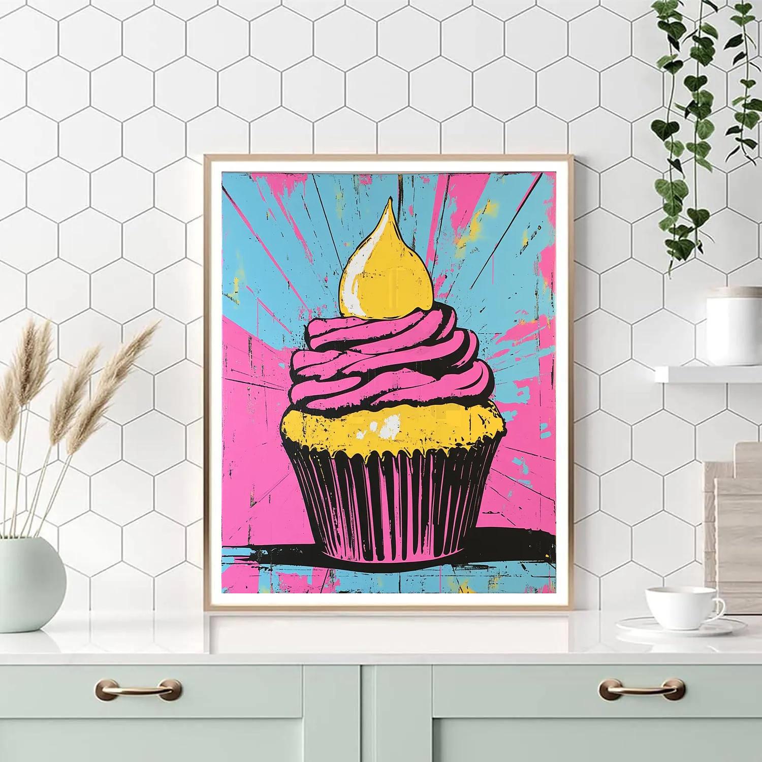 Warhol Inspired Neon Cupcake paint by number