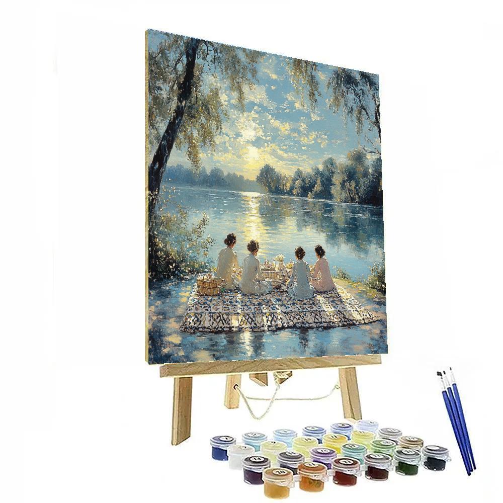 Seurat Inspired Picnic By The Lake Paint by numbers art