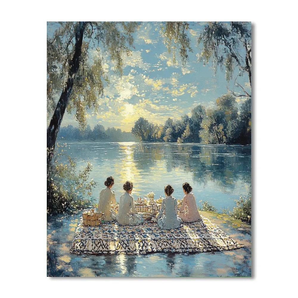 Seurat Inspired Picnic By The Lake Paint by numbers art
