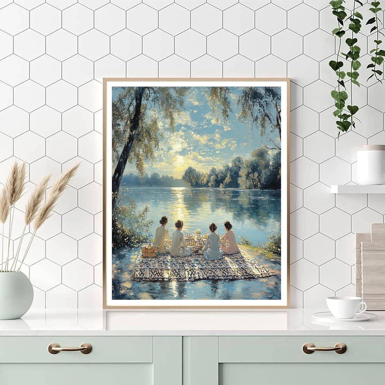 Seurat Inspired Picnic By The Lake Paint by numbers art