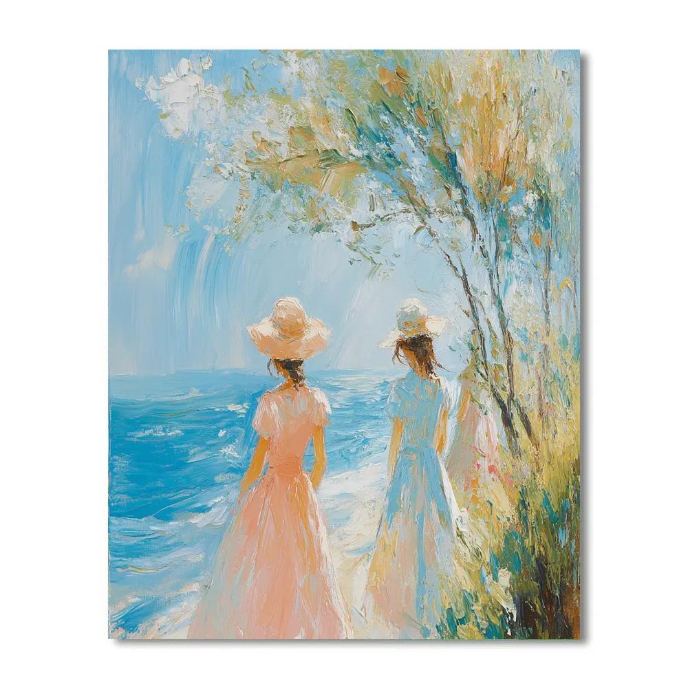 Renoir Inspired Seaside Promenade paint by color