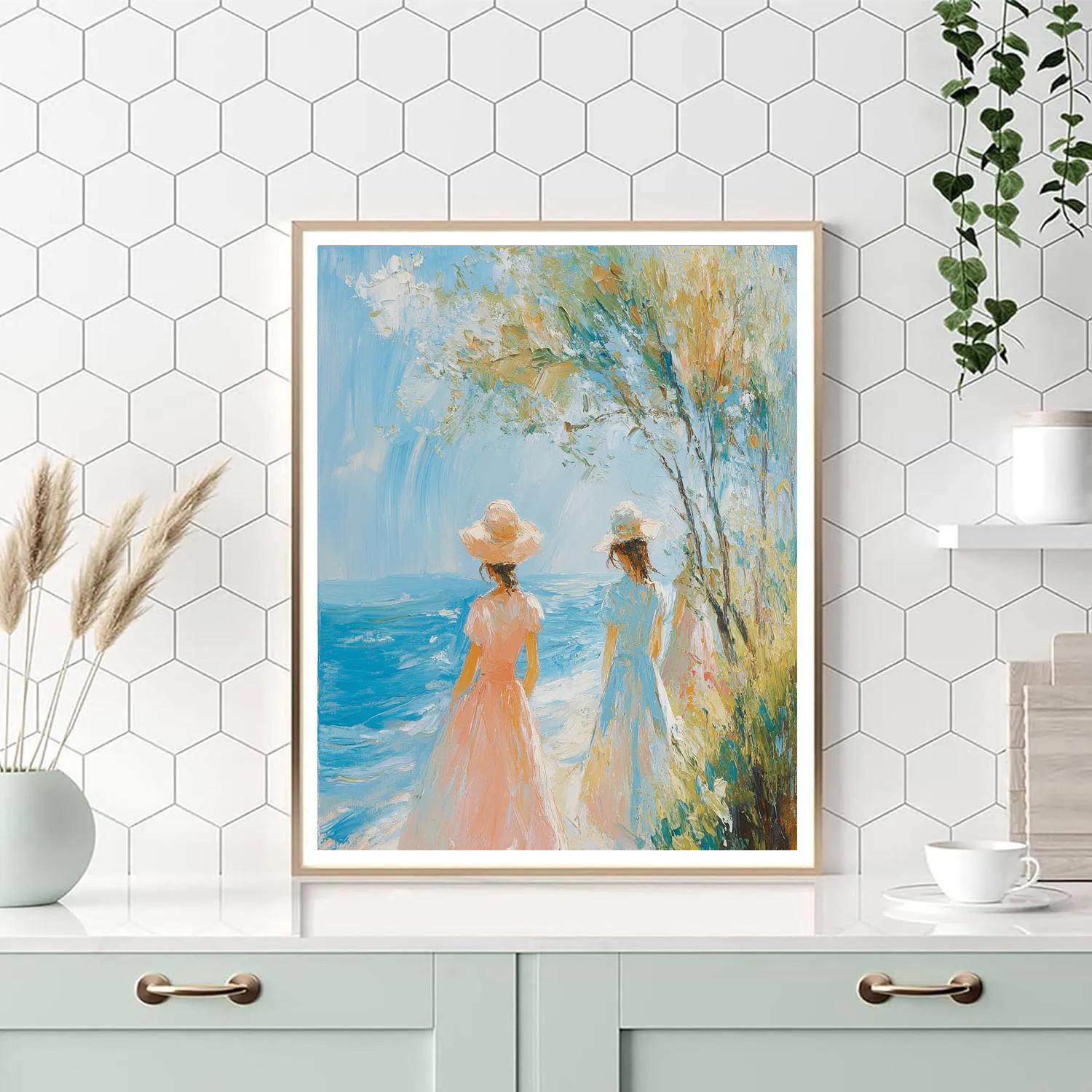 Renoir Inspired Seaside Promenade paint by color