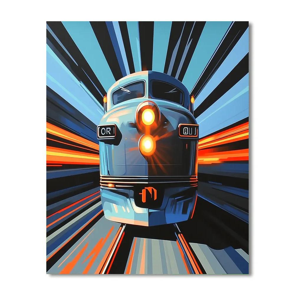 Boccioni Inspired Racing Train Paint by numbers kits