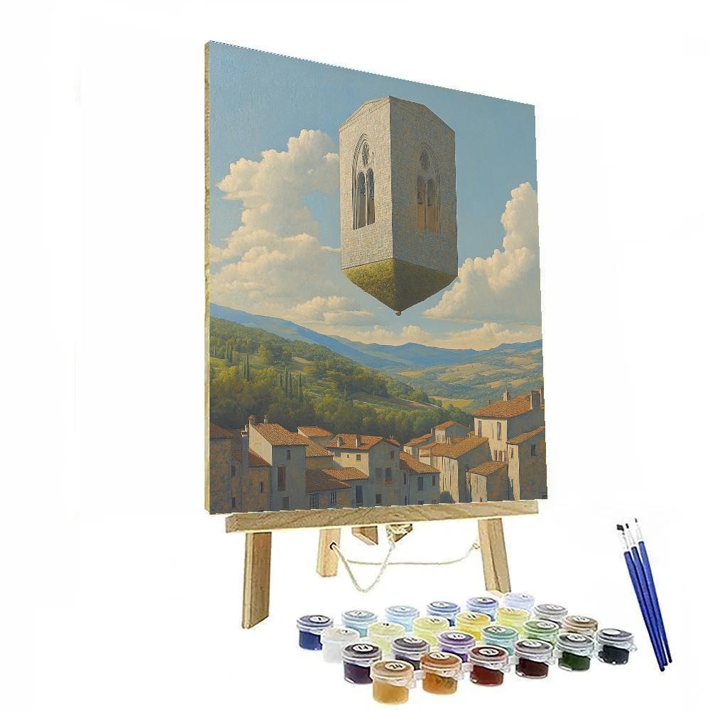 Magritte Inspired Floating Cathedral Number painting