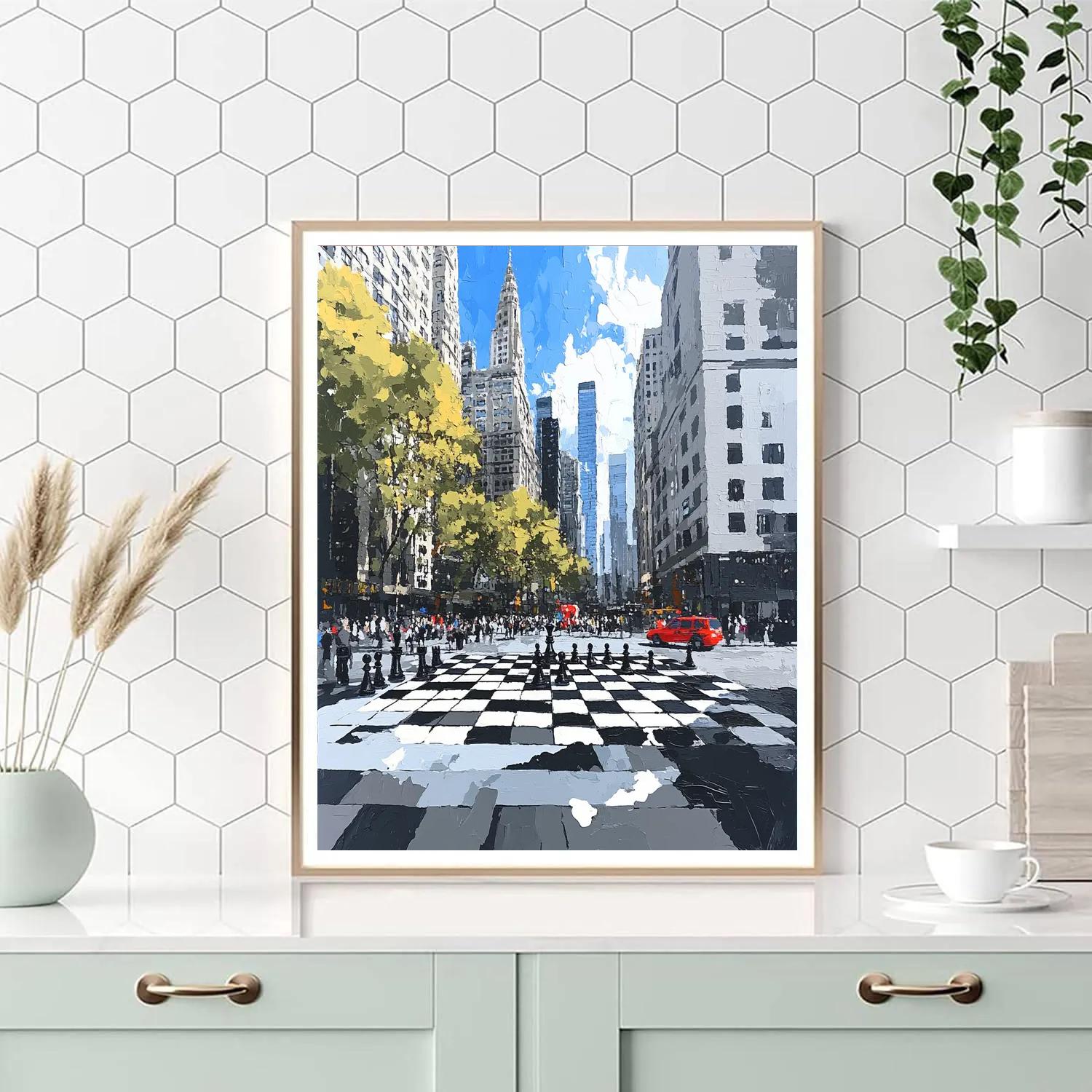 Duchamp Inspired Urban Chess Painting by numbers kit