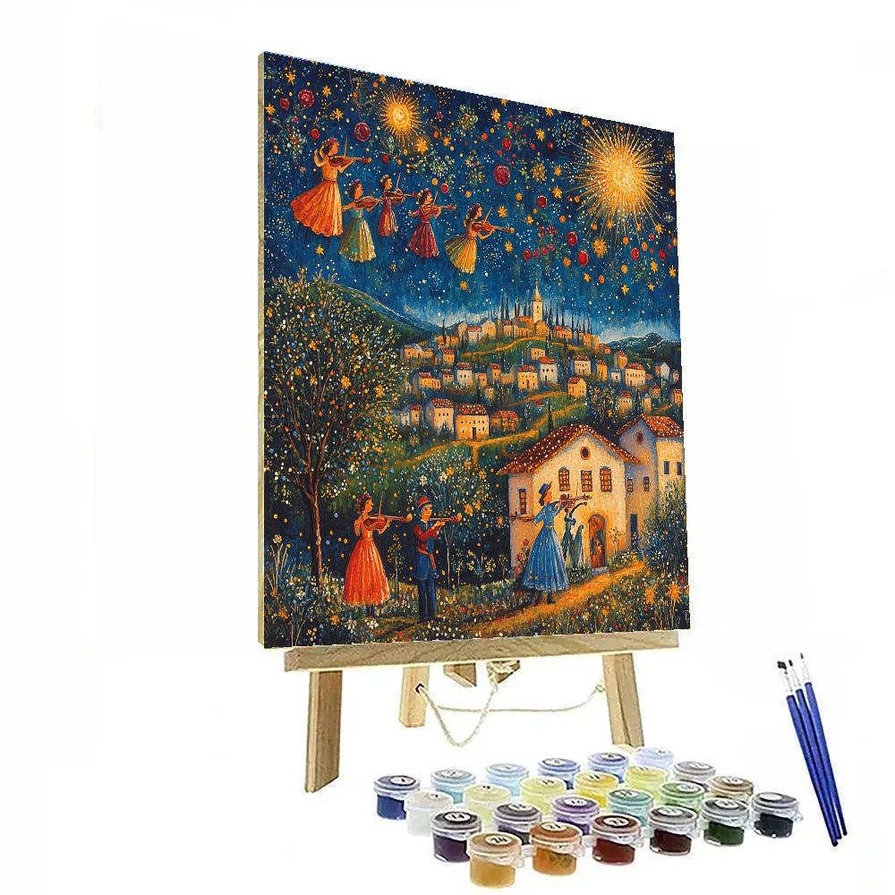 Chagall Inspired Dreamy Village Wedding Paint by numbers kits