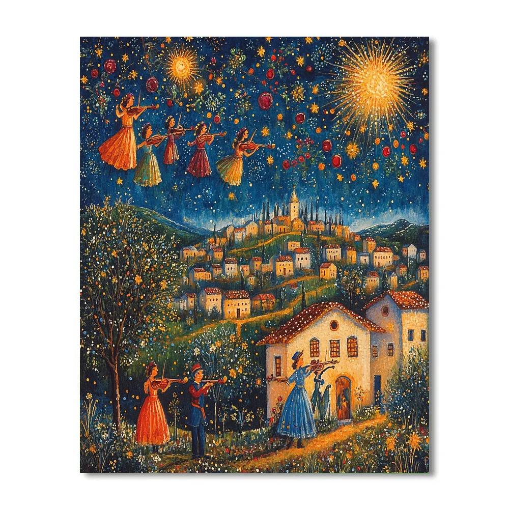Chagall Inspired Dreamy Village Wedding Paint by numbers kits