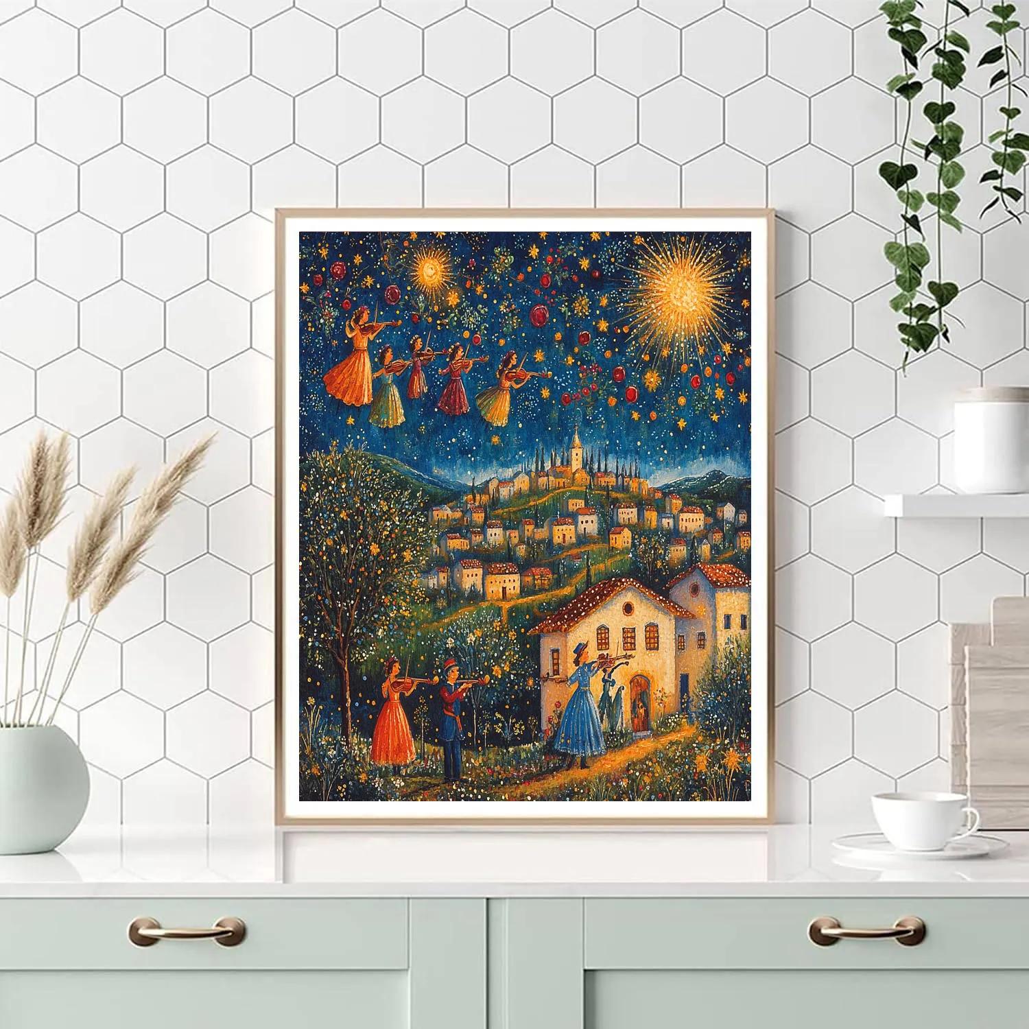 Chagall Inspired Dreamy Village Wedding Paint by numbers kits