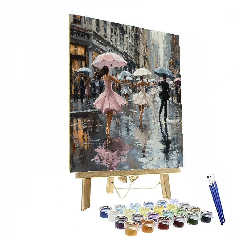 Degas Inspired Rainy Street Ballet Number painting
