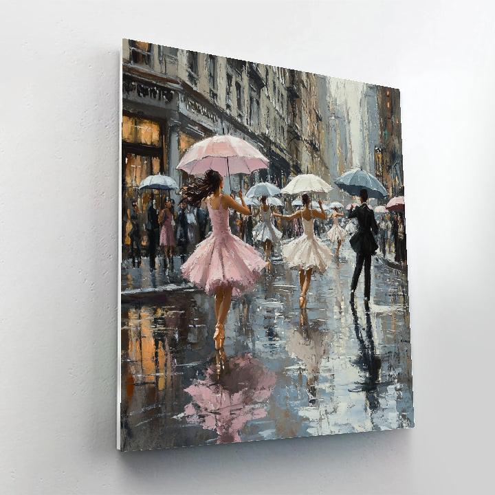 Degas Inspired Rainy Street Ballet Number painting