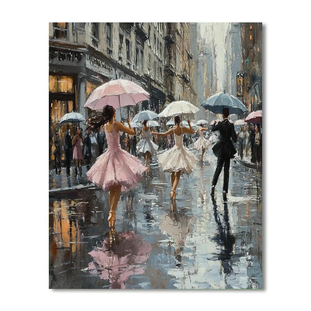 Degas Inspired Rainy Street Ballet Number painting