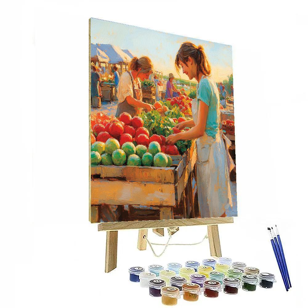 Pissarro Inspired Morning Market paint by numbers