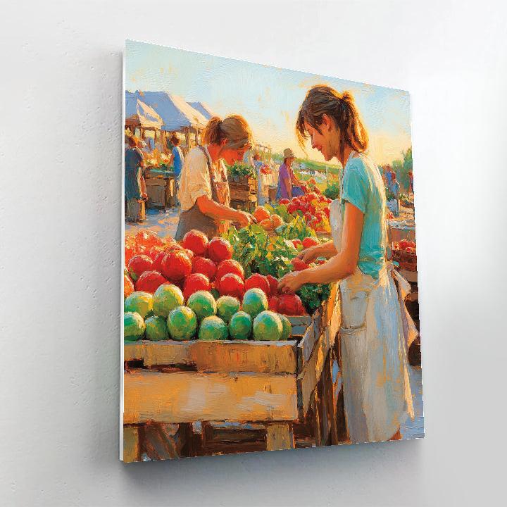 Pissarro Inspired Morning Market paint by numbers