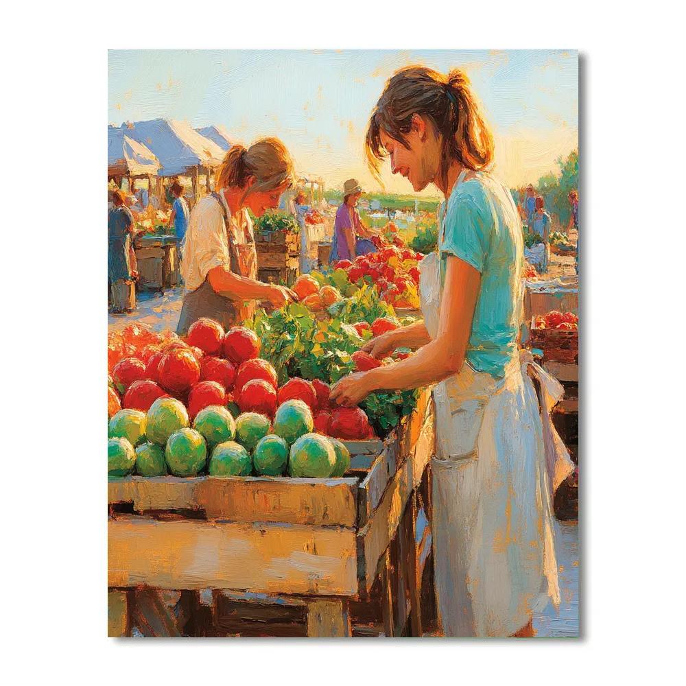 Pissarro Inspired Morning Market paint by numbers