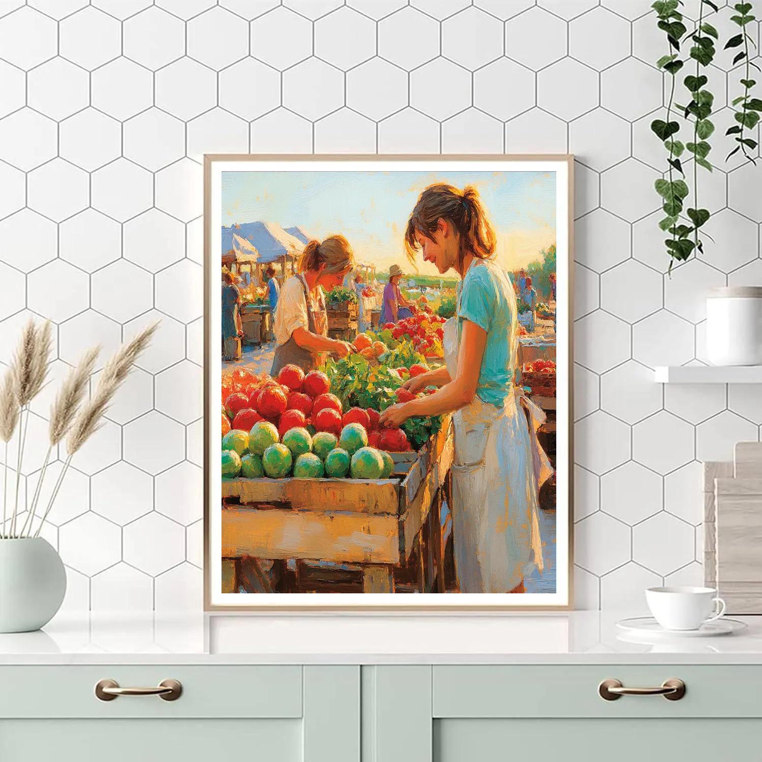Pissarro Inspired Morning Market paint by numbers
