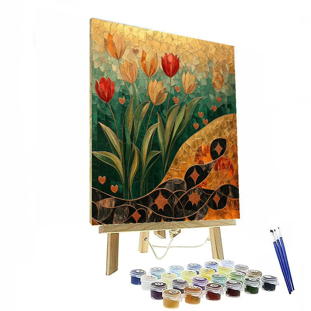 Klimt Inspired Tulip Panel paint by color