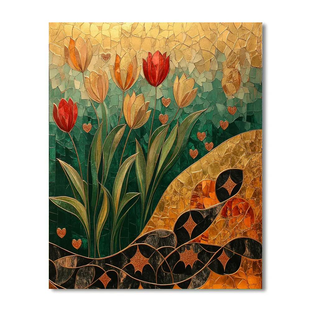 Klimt Inspired Tulip Panel paint by color